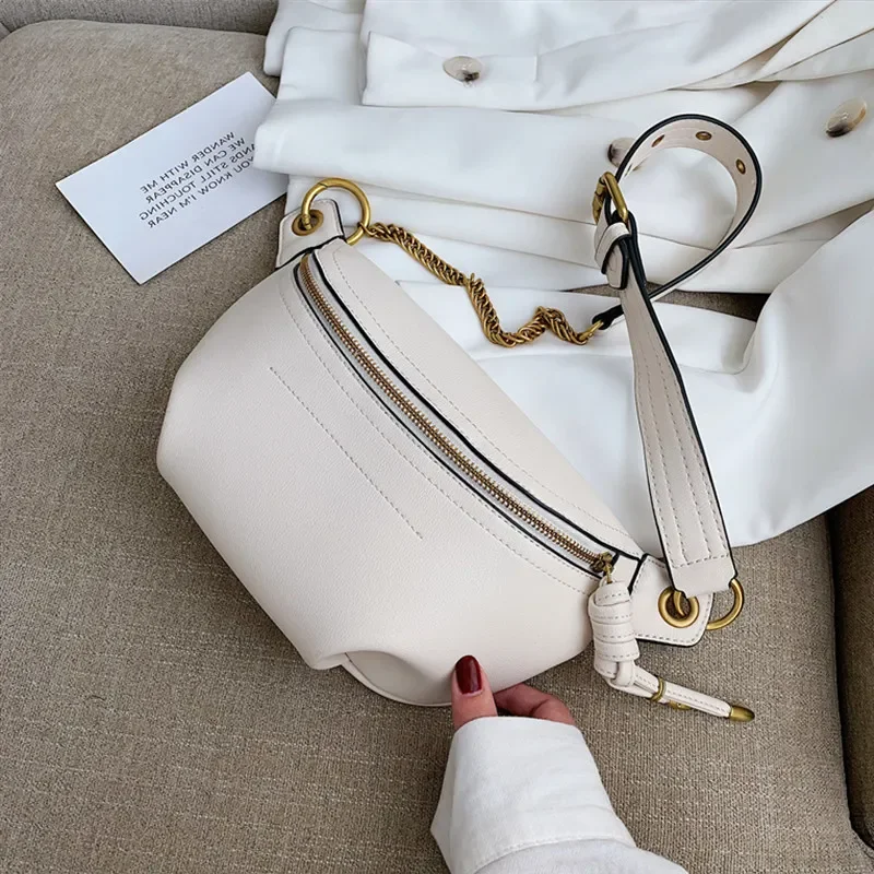 

Забавные сумки через плечо, Кожаная поясная бежевая Дизайнерская Женская нагрудная сумка на цепочке 2023, роскошная модная женская сумка из искусственной кожи Hifashion, трендовая сумка