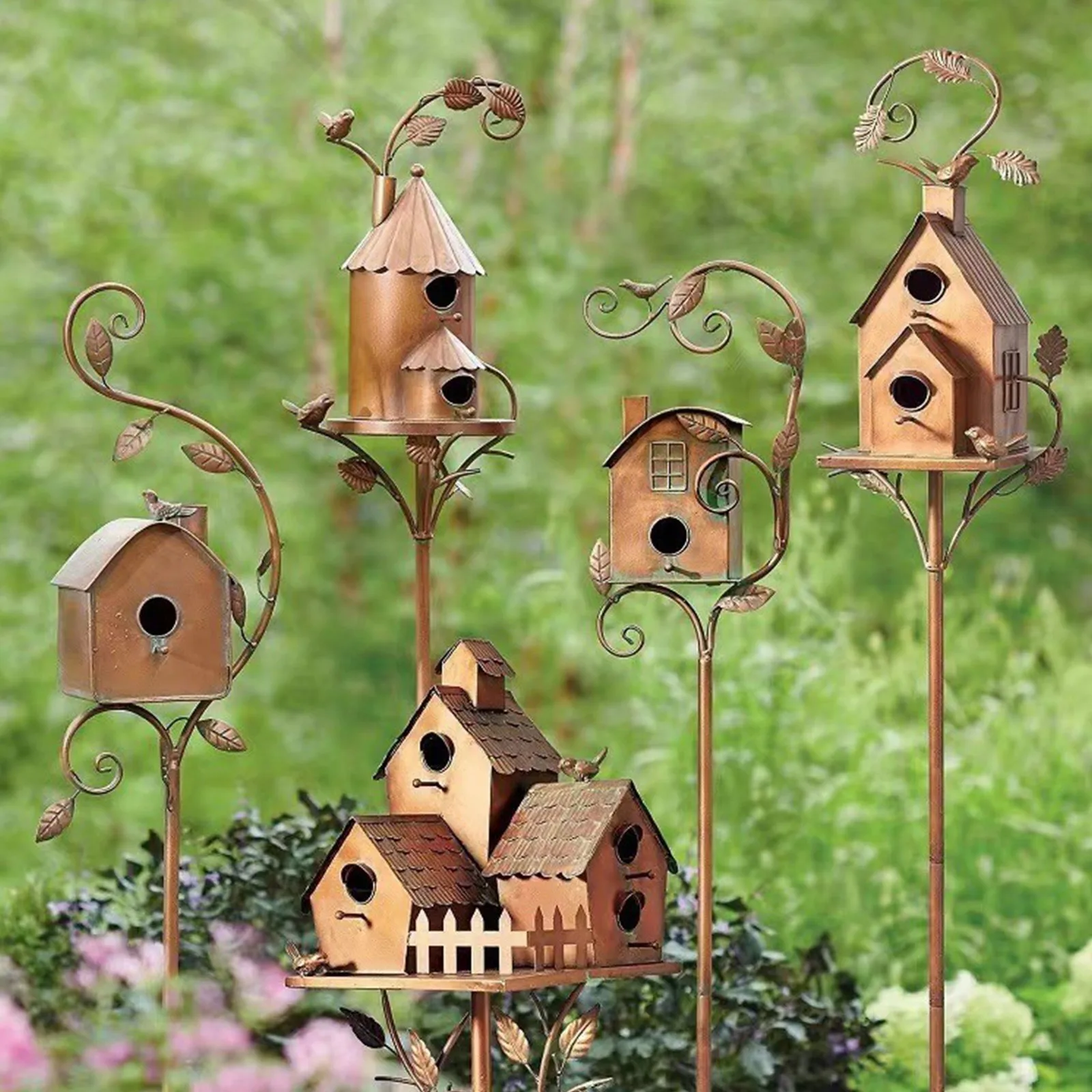S Garden Stakes Bird Cage Courtyard Backyard Patio Outdoor G