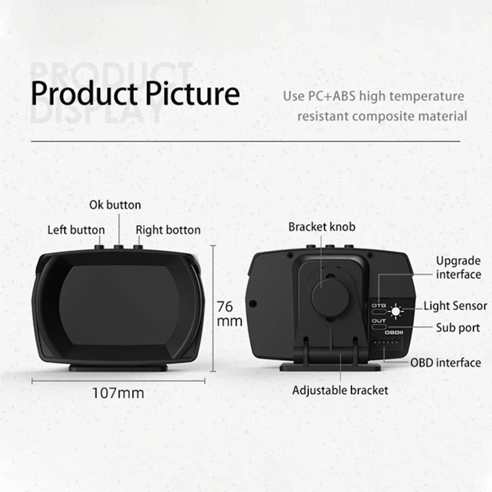 

1PCS Car HUD Head-Up Display OBD2+GPS+Gradiometer 3 In 1 Speed Voltage Water Temperature Fuel Volume Display