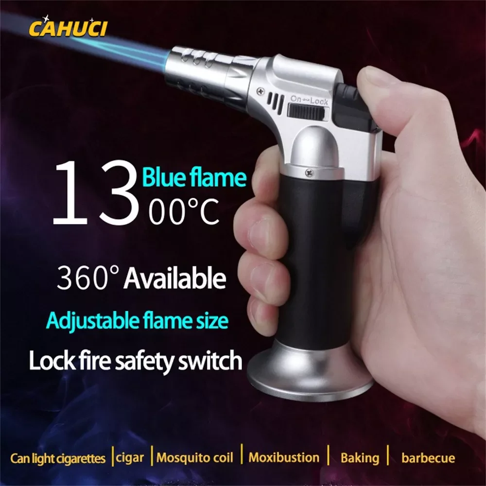 

NEW2023 CAHUCI High jet Flame Butane Gas Metal body design Refillable Adjustable Butane Jet Torch Lighter BBQ Tools Flame Igniti