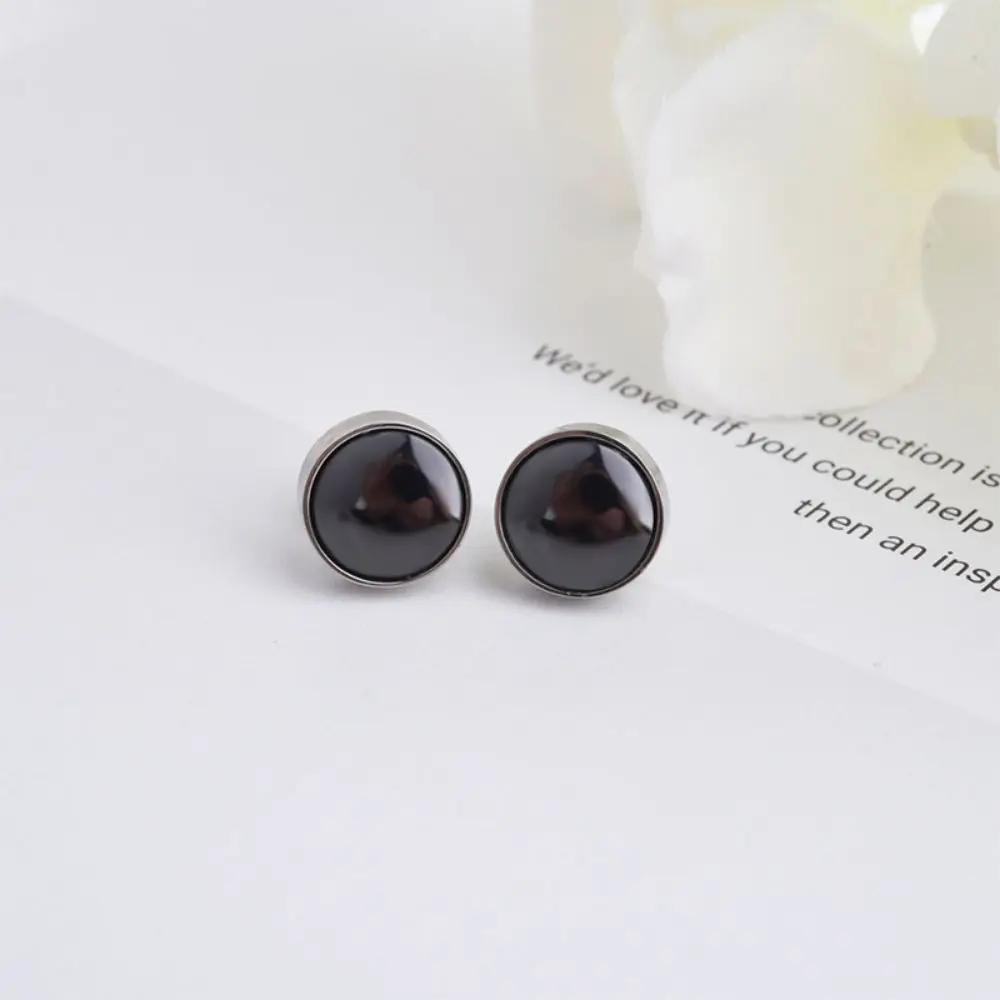 TGNEL круглые черные керамические серьги-гвоздики из чистого титана