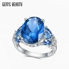 Кольца женские из серебра с синей шпинелем, 4 карата