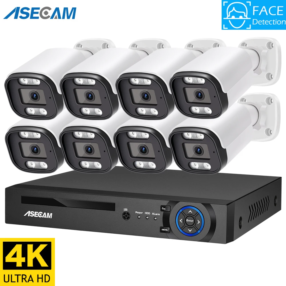 

8MP 4K Security Camera Face Detection System Audio POE NVR Kit CCTV Color Night Vision Outdoor Home Video Surveillance