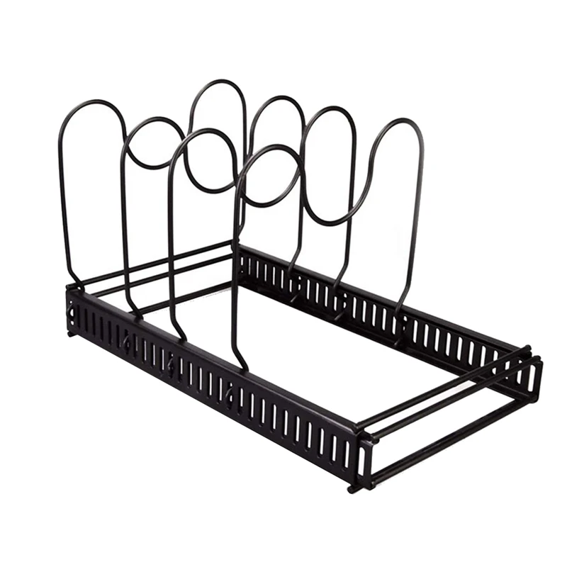 

Expandable Pans Organiser Rack, 7 Adjustable Compartments, Pantry Cabinet Bakeware Lid Plate Holders