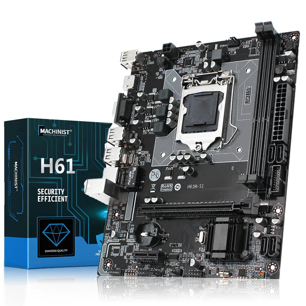 

MACHINIST H61 Motherboard Support Intel Xeon Core CPU Processor DDR3 Destktop RAM Memory With HDMI VGA USB 2.0 Micro-ATX H61M-S1
