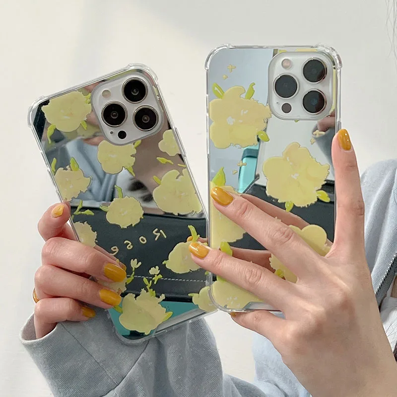 Роскошный чехол для телефона с зеркалом макияжа iPhone 13 12 11 Pro XS MAX X XR 8 7 Plus Мягкий