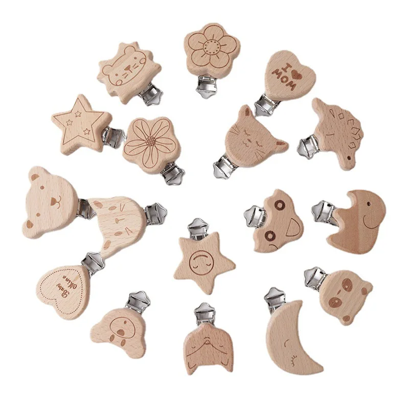 

4 шт., деревянные зажимы для соски-пустышки