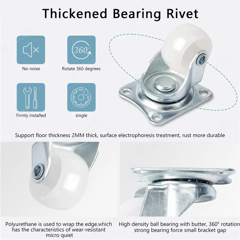 4 шт./лот мебельные колеса 360 ° Вращающийся бесшумный мебельный ролик с винтами