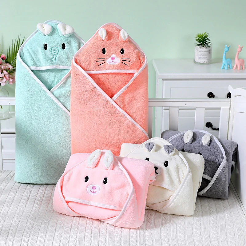 

80*80CM Newborn Organic Cotton Hooded Baby Towel Soft Warm Bathrobes Infant Sleeping Bag Swaddle Wrap Blankets With HoodToddler