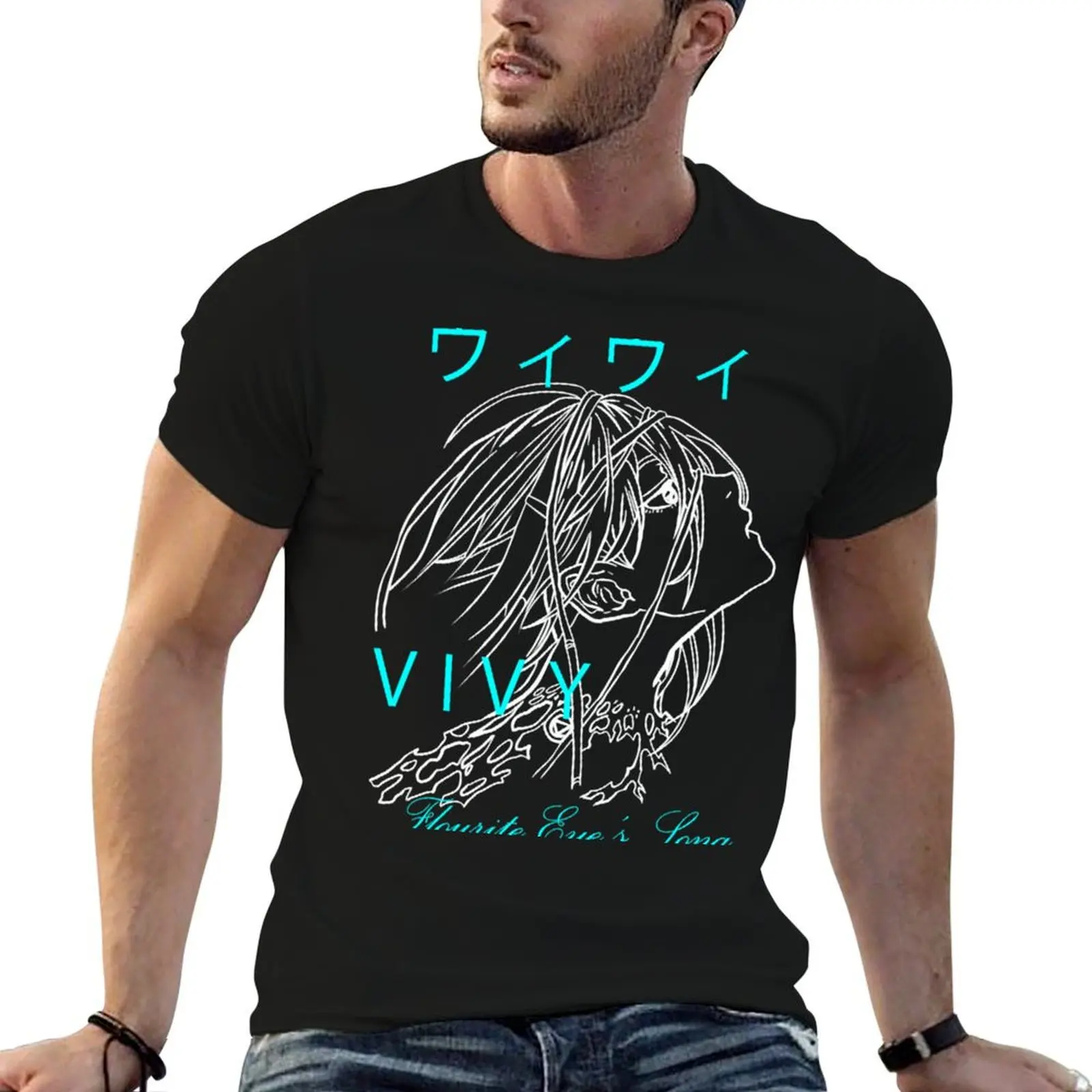 Фото Vivy Typograph Fluorite Eye's Song Spring Anime 2021 Line Art Classic. Футболка для спортзала больших размеров №1