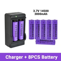 high capacity 14500 lithium battery 3 7v 3000mah rechargeable battery flashlight led flashlight toy battery freeshoppingcharger