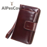100 alps cowhide business foldable wallet for men genuine leather purse classic style coin pocket card holder male minimalist