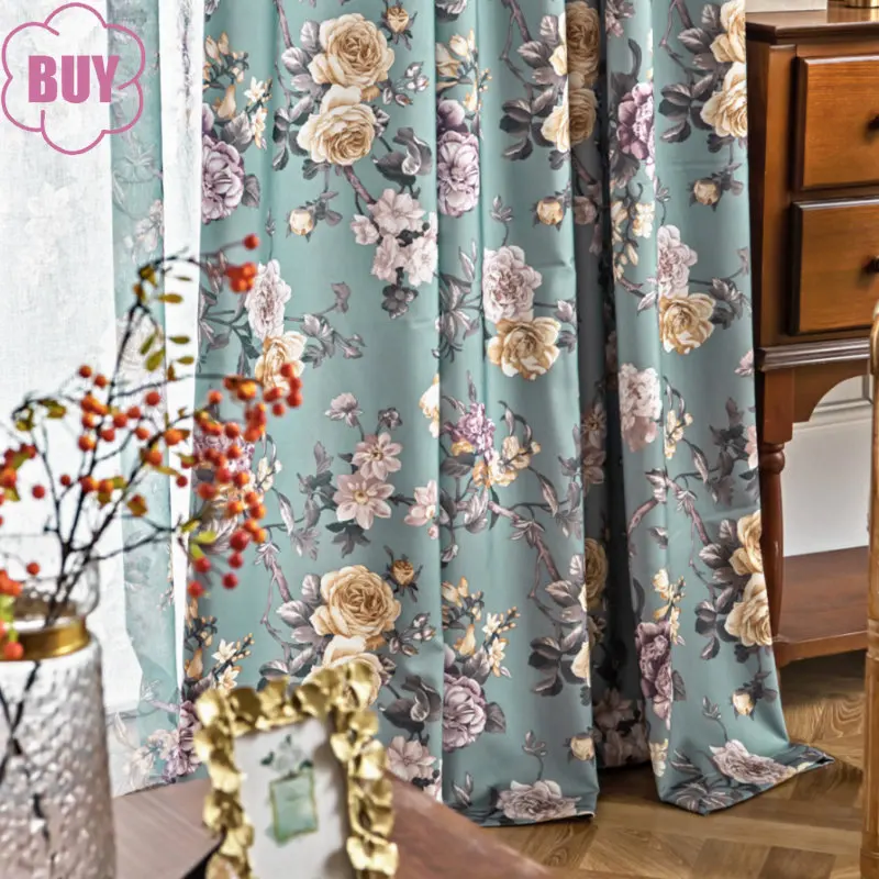 

American Curtains for Living Dining Room Bedroom Pastoral Cotton and Linen Stitching Modern Fashion kitchen window curtains
