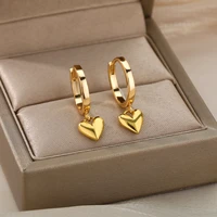 cute heart earring for women stainless steel vintage girl love heart drop earring accessorize jewelry gift bijoux femme