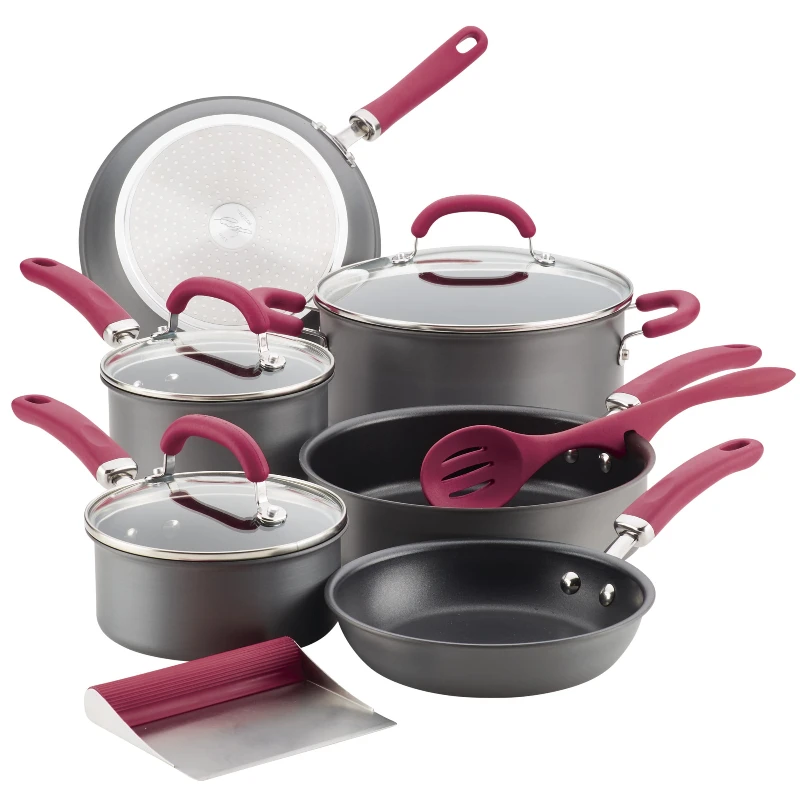 

Create Delicious Hard-Anodized Aluminum Nonstick Cookware Set, 11-Piece, Burgundy Handles