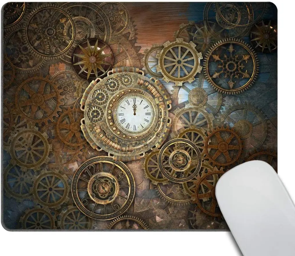 

Clock and Gears Mouse Pad Rusty Steampunk Clock and Different Kinds of Gears Bronze Old Vintage Mousepad Antique Mouse Pads
