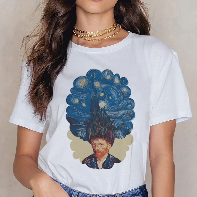 

Van Gogh clothes t shirt women couple clothes japanese harajuku kawaii grunge t shirt tshirt graphic tees women