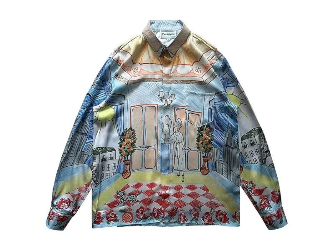 

Новая модная футболка с рисунком эскизов мечты Касабланка с длинными рукавами для мужчин и женщин крутая ткань одежда для хиппи топы-футболки