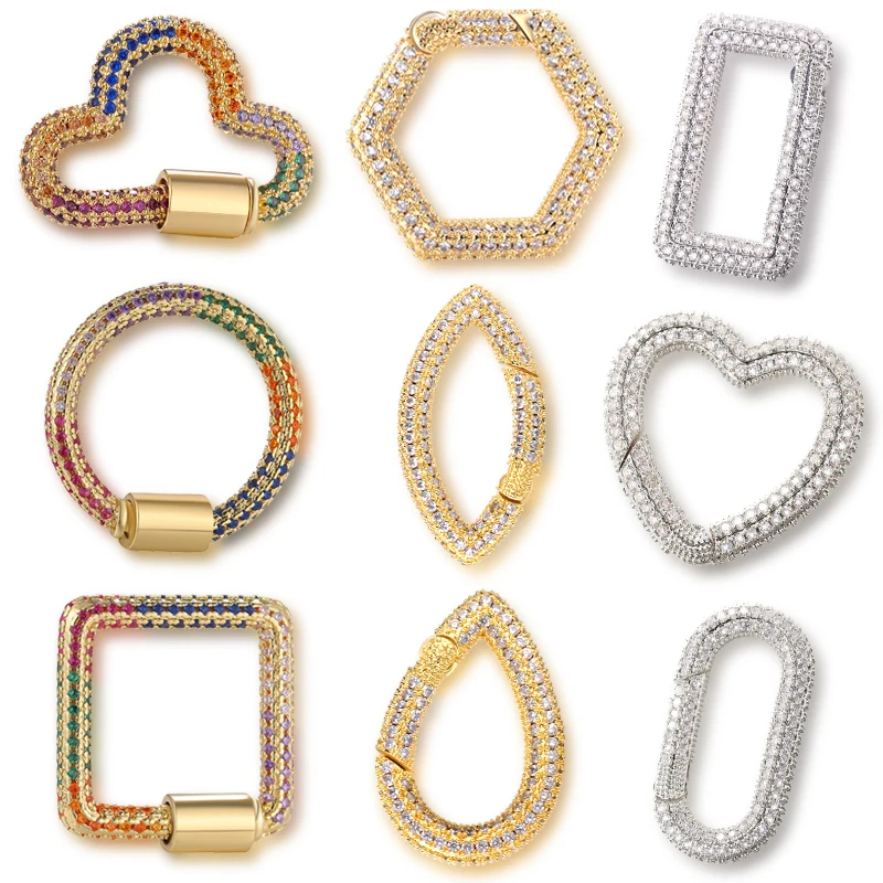 

New DIY Clasp Fabulous Geometric CZ for Women Necklace Making Accessories Double Sided Zircon Luxury Wedding Handmade Jewelry