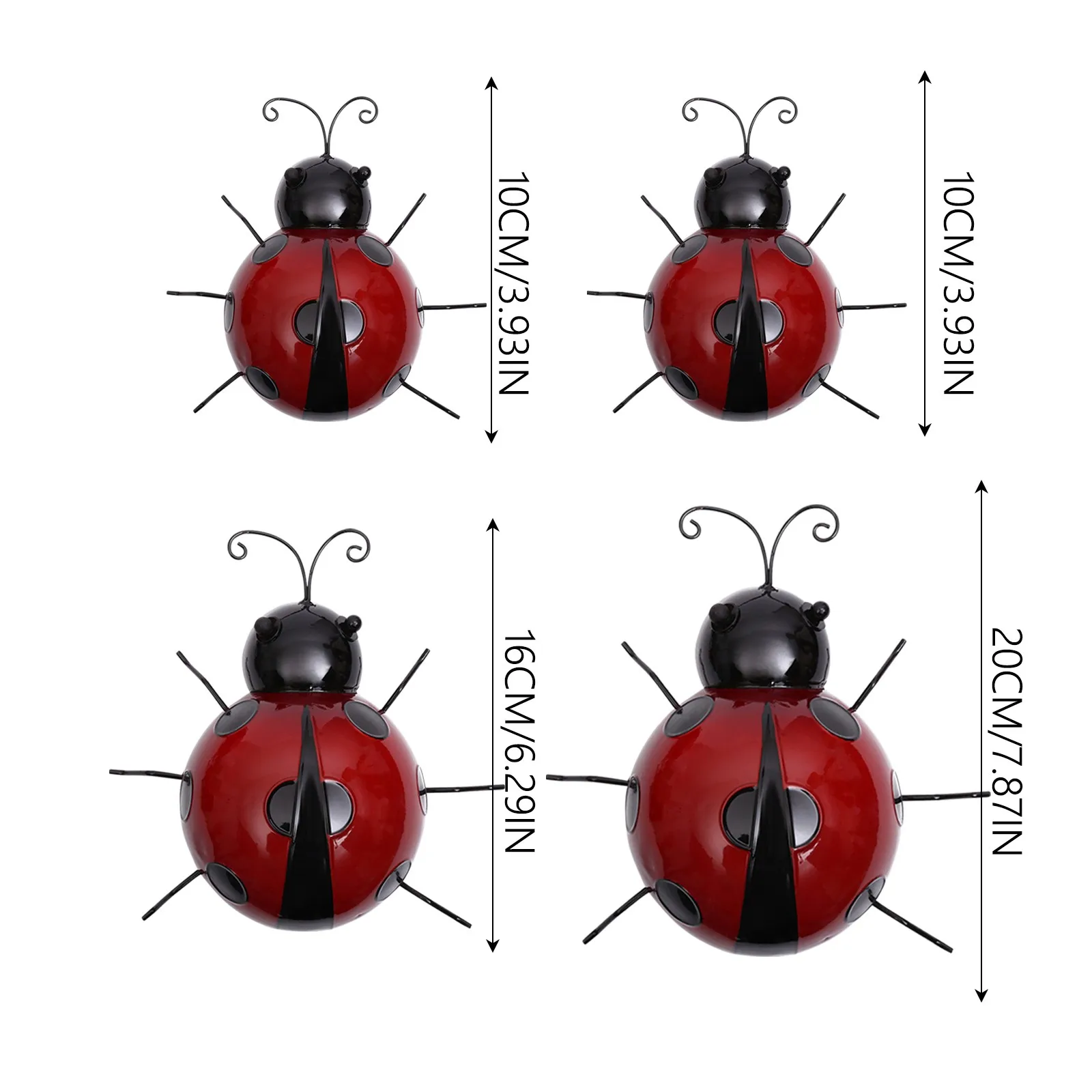 10/16/20 см Кованая сталь Маленькая божья коровка декор для наружного декора садовых фигурок декоративный металлический забор фигурка.