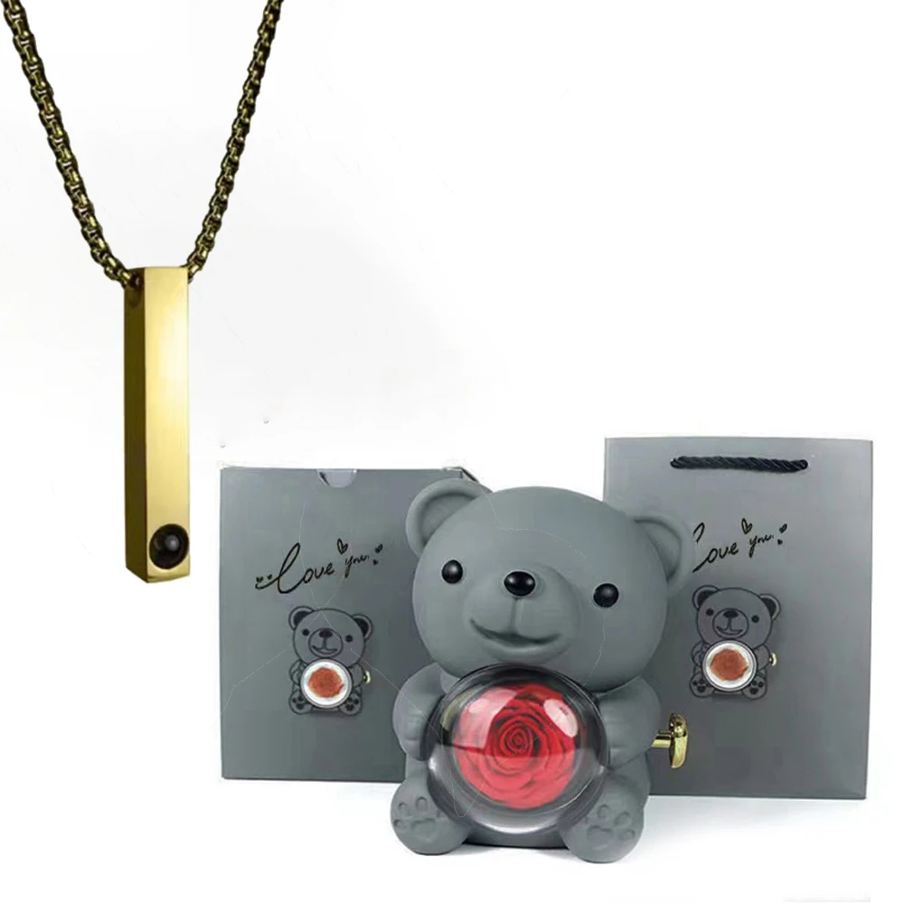 Ожерелье С Геометрическим Прямоугольным Кулоном И Розой 100-язычная Проекция