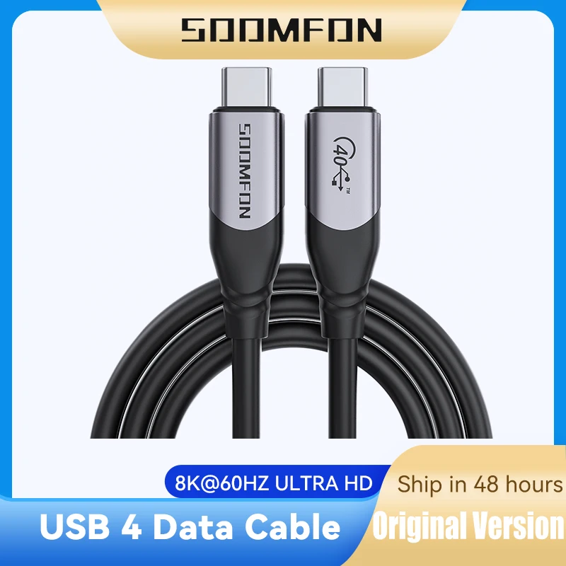 

SOOMFON USB4 C Cable TB3 GEN2 PD 100W 8K/60Hz Thunderbolt 4 TYPE C To USB C 40Gbps USB 4.0 3.1 Fast PD Cable For MacBook Pro