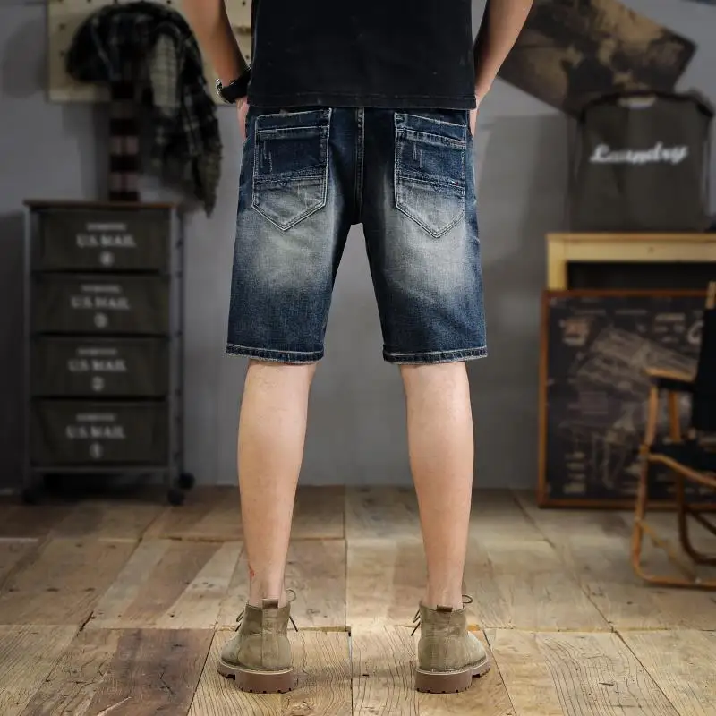 Новые винтажные джинсовые шорты American Tide с вымытыми отверстиями мужские тонкие