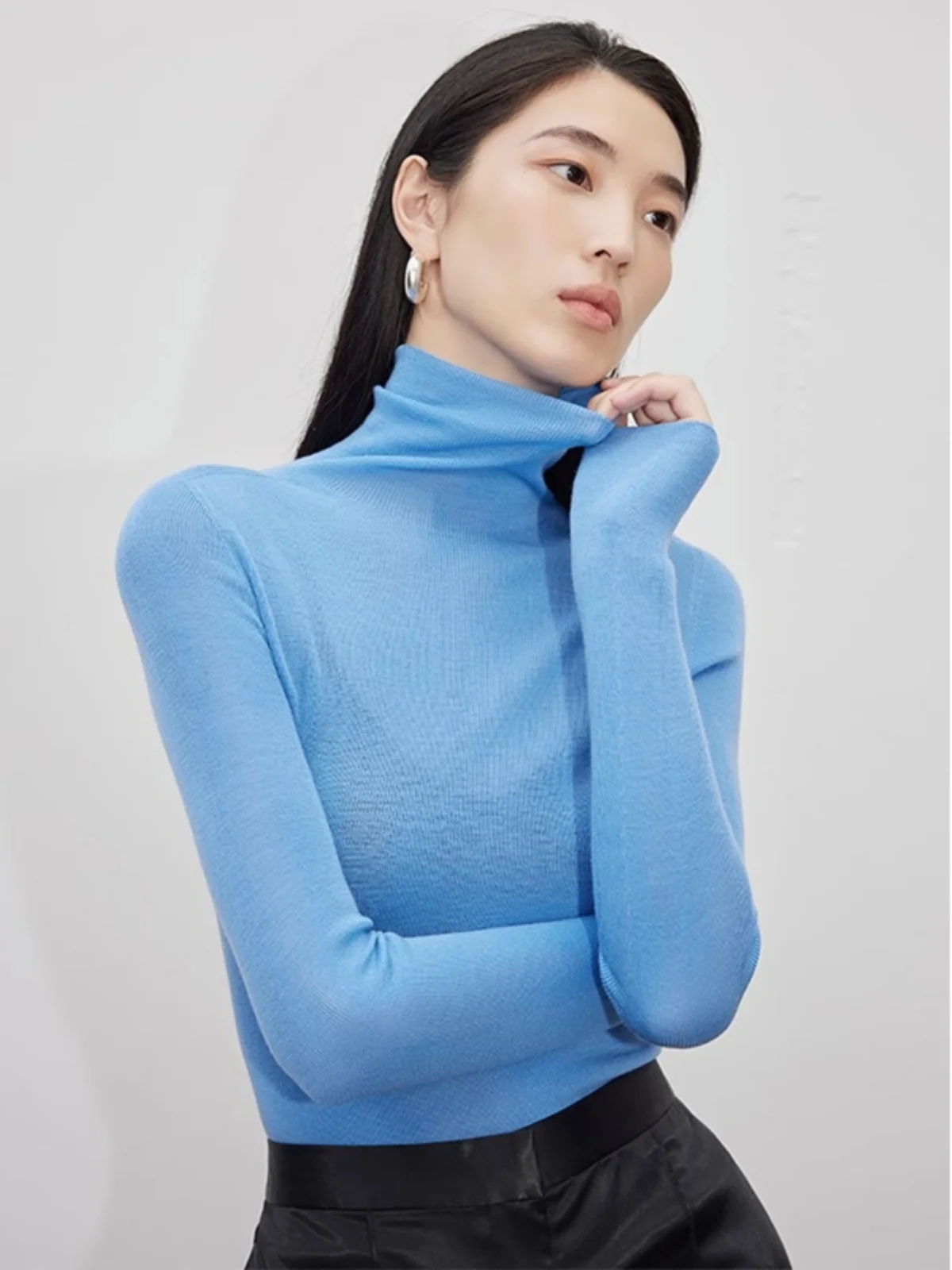 Серая водолазка с ворсовым воротником трикотажная нижняя рубашка женская