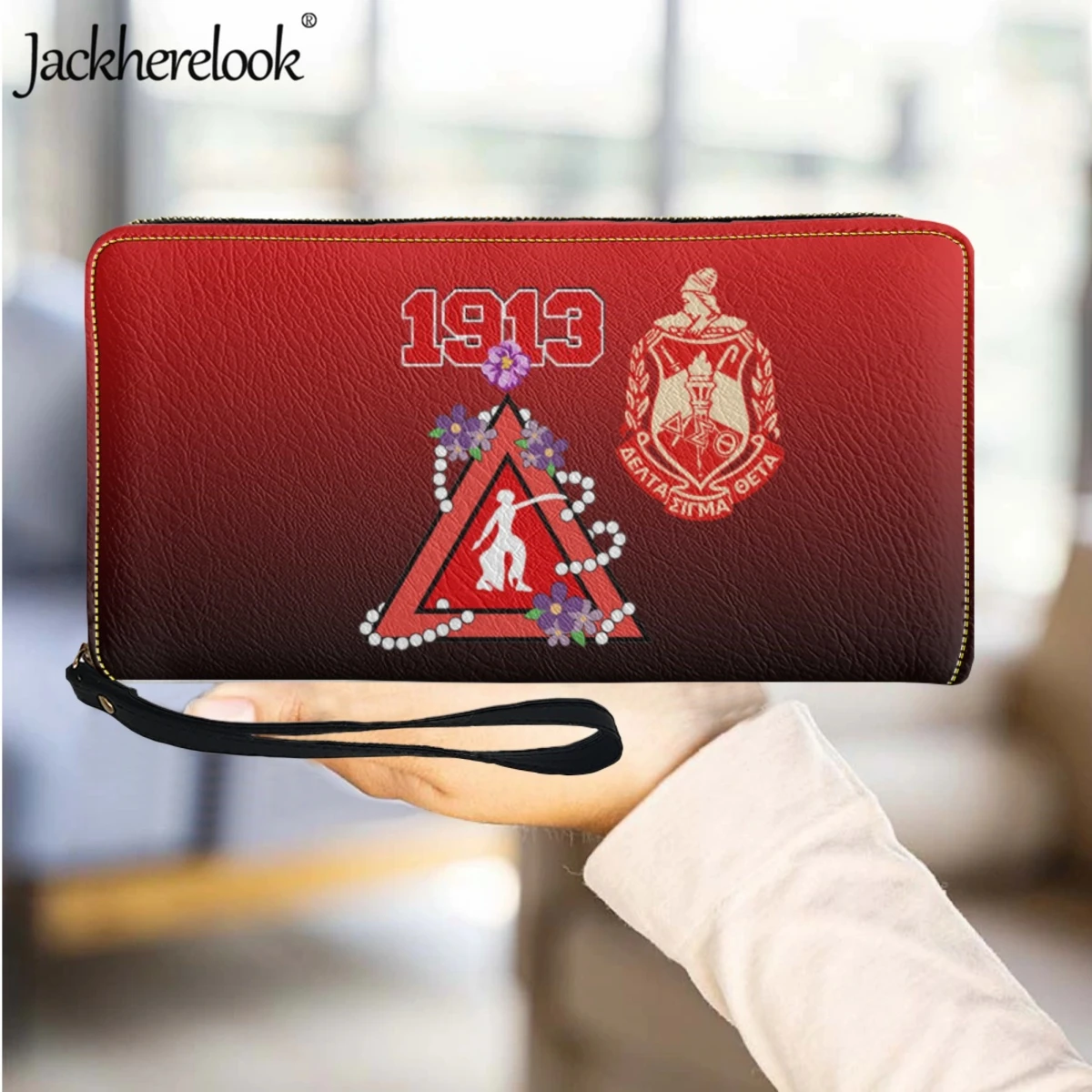 

Модный женский кошелек Jackherelook, новинка, популярный кошелек на запястье Delta Sigma Theta Sorority, держатель для кредитных карт для женщин, кошелек-клатч