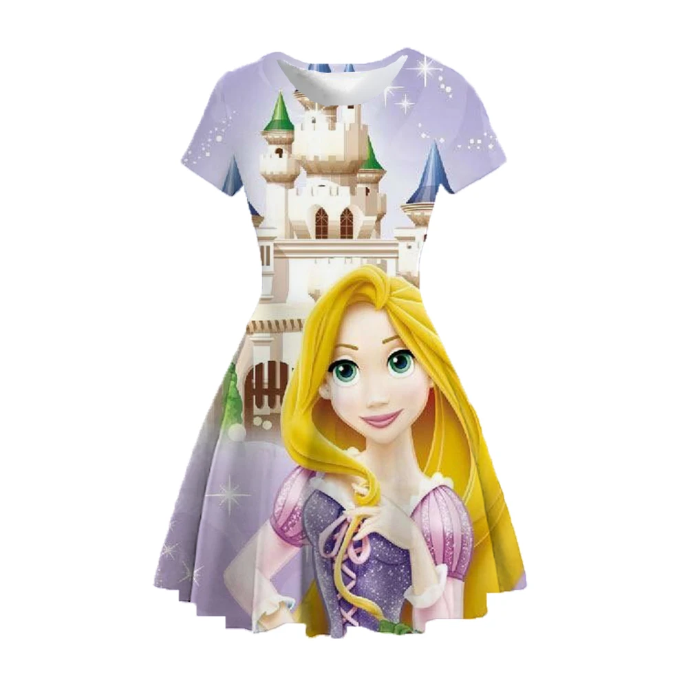 

Disney Girls Rapunzel Cosplay Dress Tangled 3D Movie Magic Blonde Hair Girls Princess Dress Party Gift Birthday Costume