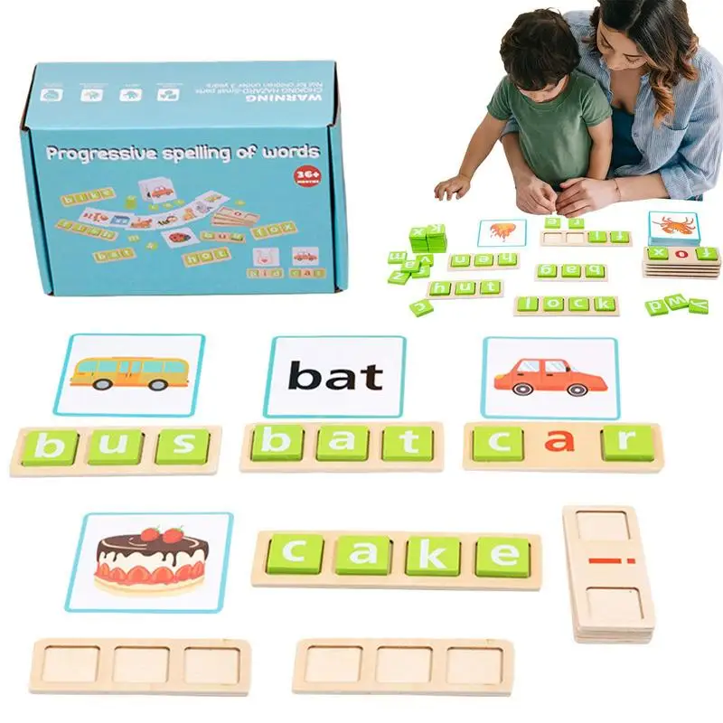 

Деревянный Мастерок с буквами для чтения и правописания, игры для зрительных слов, флеш-карты Монтессори, обучающие игрушки для детей, подарки