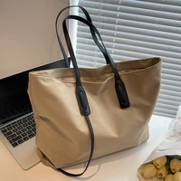 large capacity womens shopper bag high quality cloth fabric big shoulder bags 2022 simple solid color ladies travel casual tote
