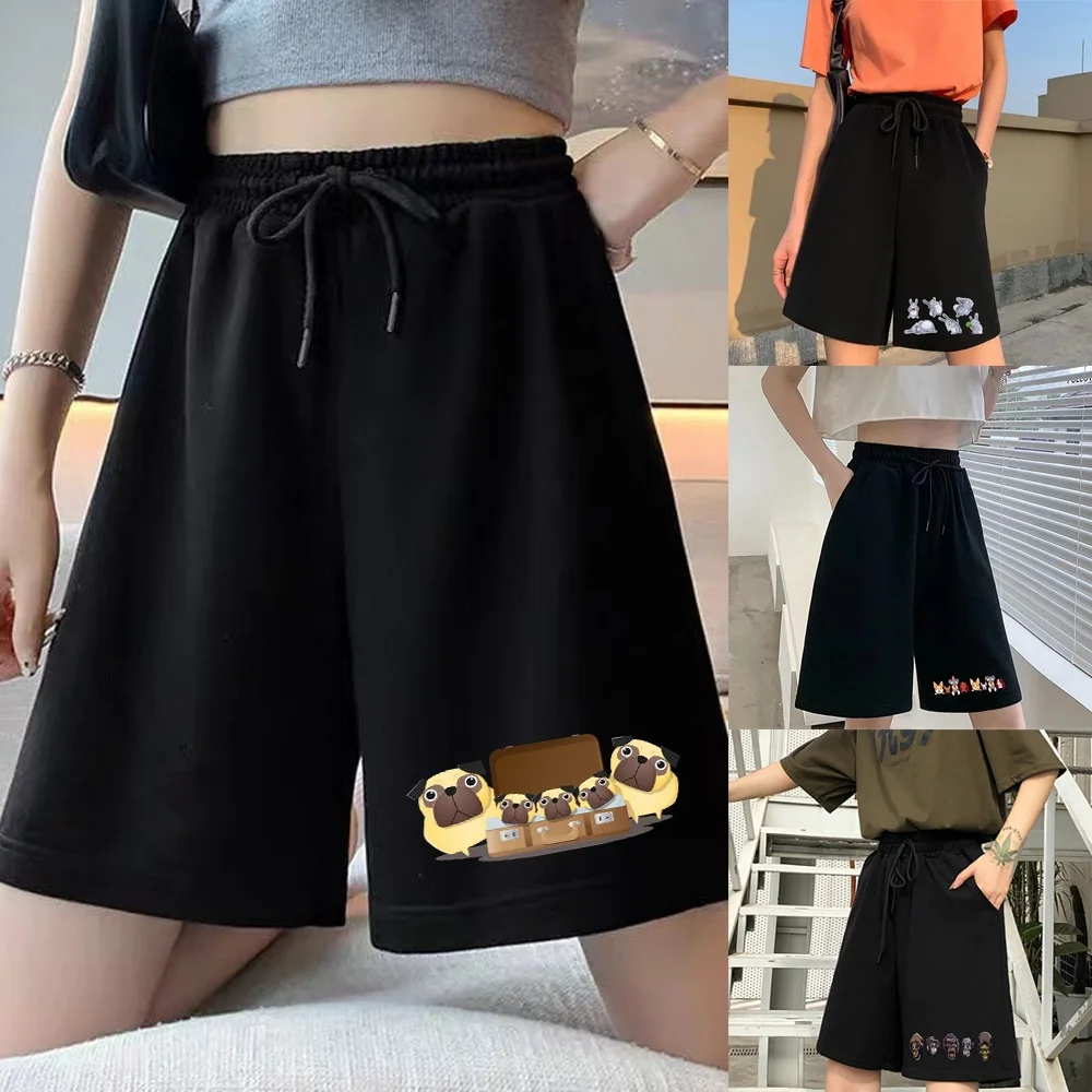 

Женские модные шорты, милые модные свободные укороченные брюки с ремнем для студентов, повседневные спортивные свободные шорты с милым мул...