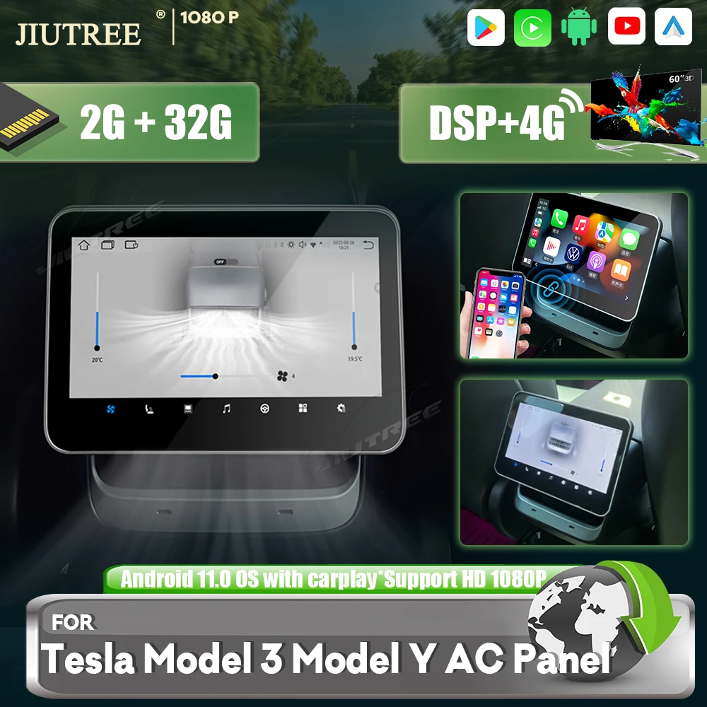 

Кондиционер для Tesla Model 3 Y X S, панель контроля климата, экран для заднего сиденья, развлекательный ЖК-дисплей, автомобильный мультимедийный п...