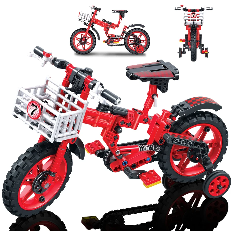 

235PCS City Bicycle Mountain Folding Bike With Inflator Model Building Blocks Friend Educational Bricks Toys for Kids Gifts