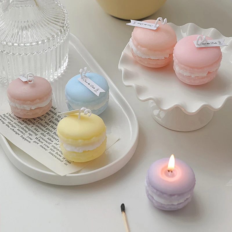 

Cute Handmade Dessert Macarons Candle Scented Candle Aromatherapy Soy Wax Candle Wedding Birthday Candles Party Home Decoration