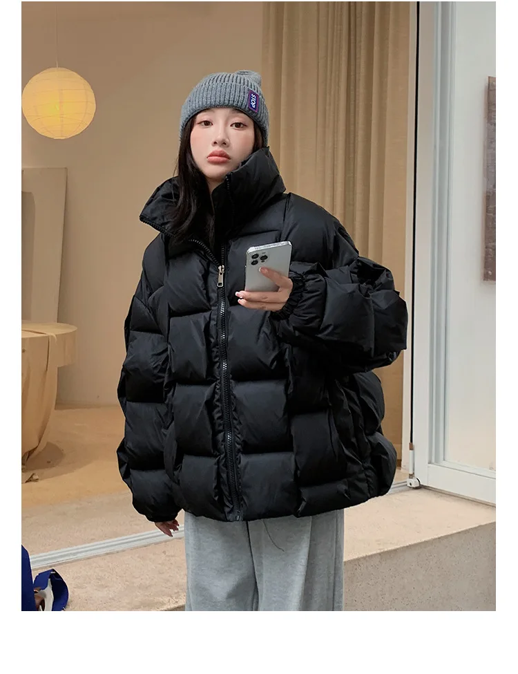 2022 Winter New Stereoscopic Weaving Fashion Personality Square Trend Warm and Thickened Women's and Men's Cotton Suits