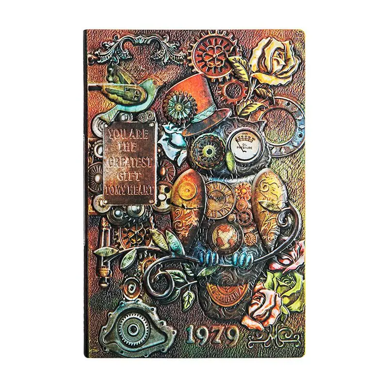 

European Vintage 3D Embossed Personalized A5 Notebook Delicate Horizontal Line Inner Leathernotebooks and journals
