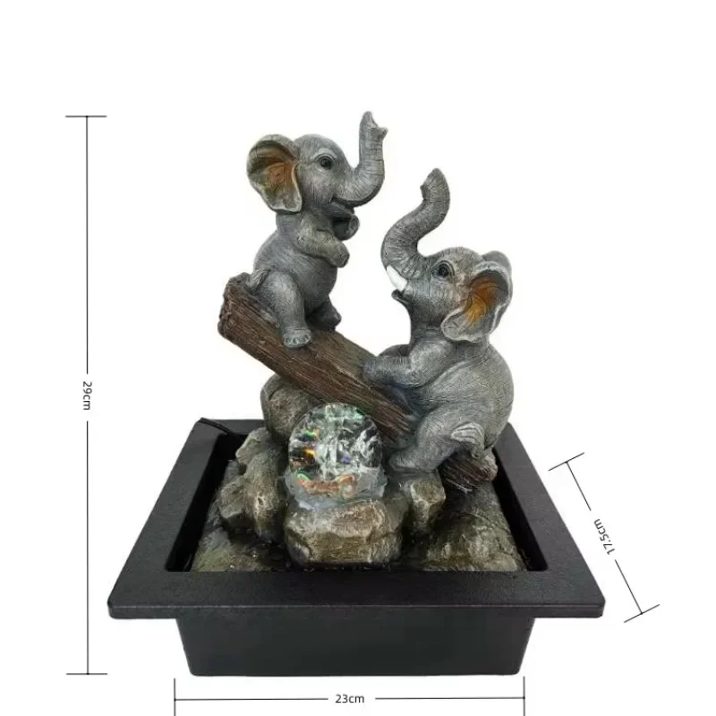 Пластиковый маленький квадратный фонтан в новом стиле настольный со слоном и