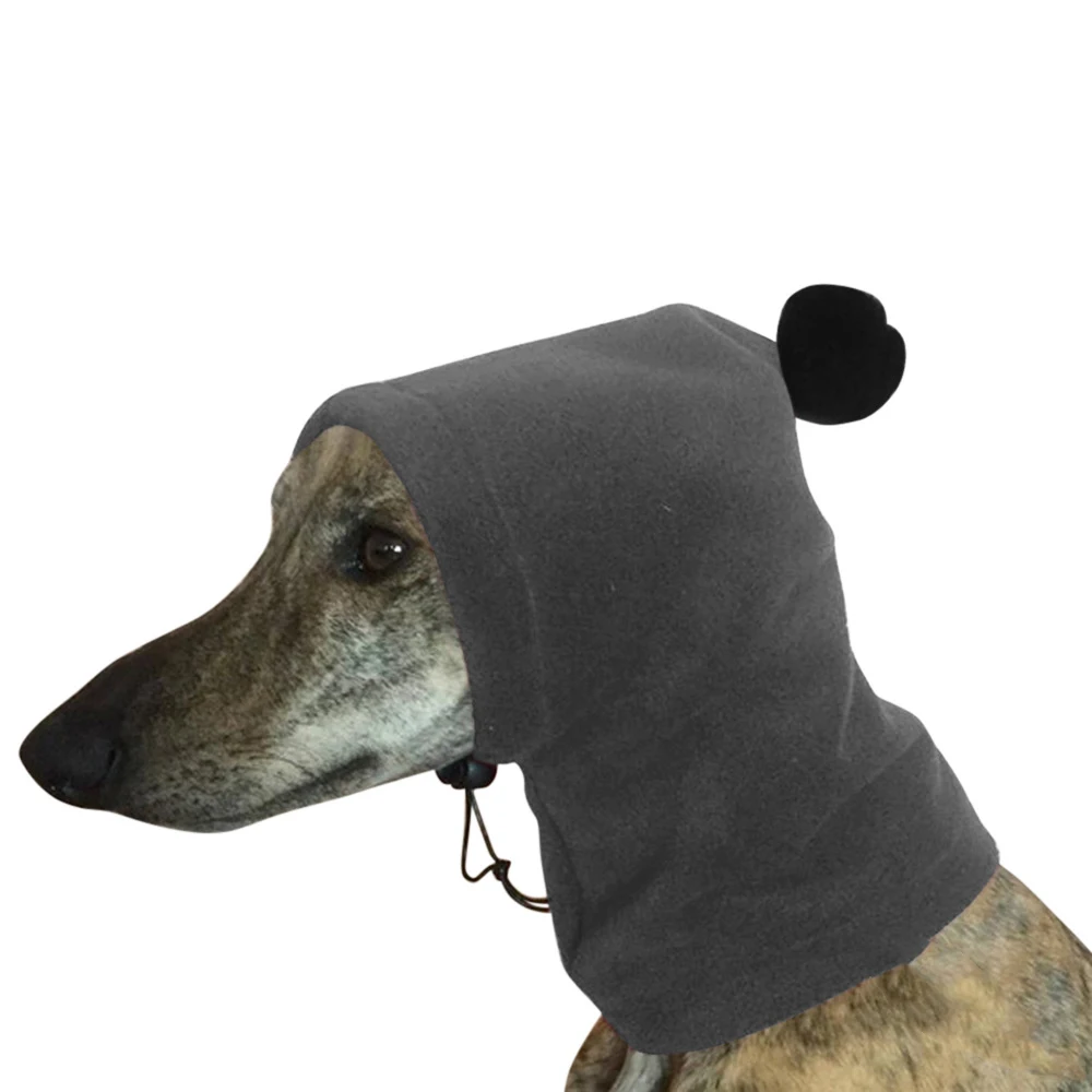 

Whippet Hat Greyhound Cap Warm Polar Fleece Hat Solid Color Plush Hat with Ball Dog Hat Adjustable Drawcord Dog Head Cover