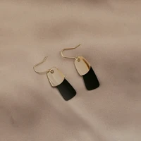 niche black gold contrast french retro temperament earrings for women korean fashion earring daily birthday party jewelry gifts
