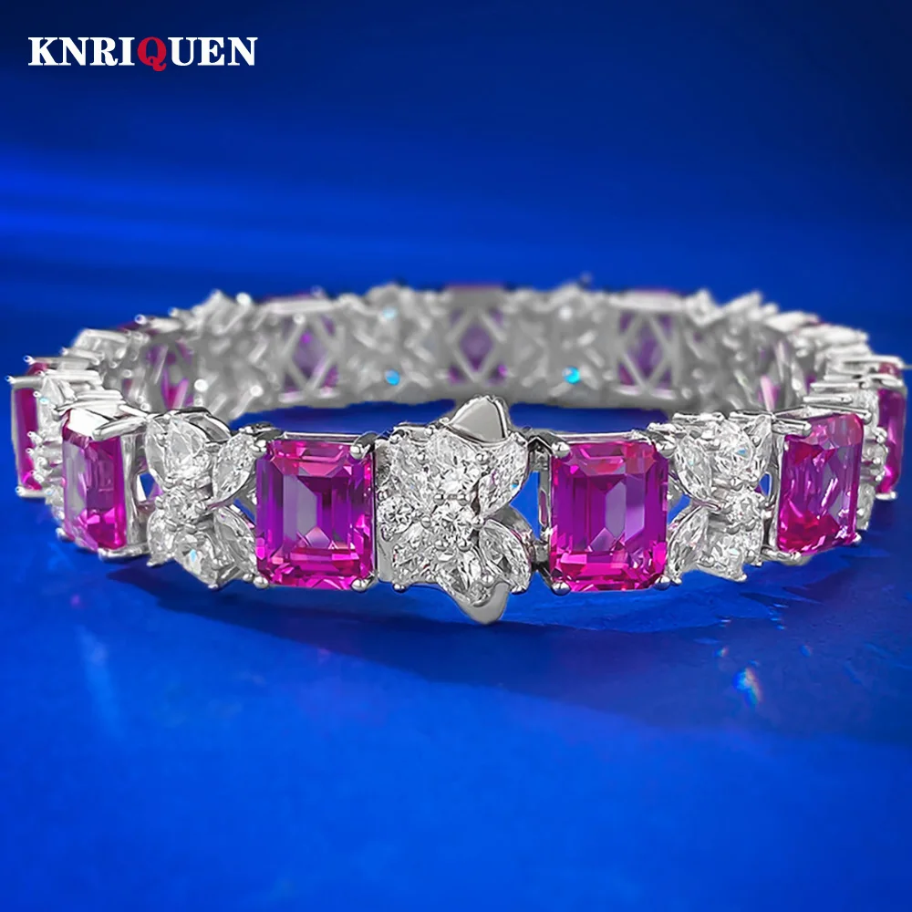 Браслет с рубином и бриллиантами диаметром 7 Х9 мм 16-18 см