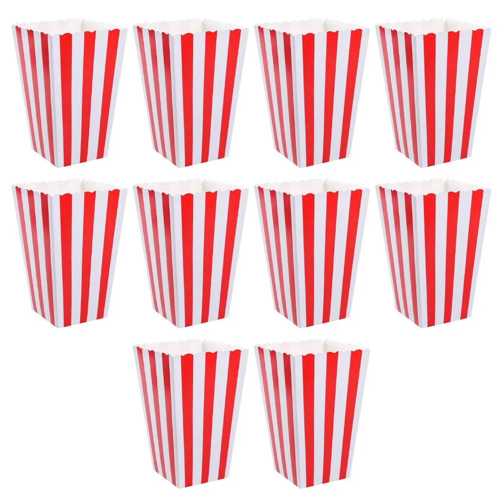 

10 Pcs Popcorn Carton Tub Movie Night Party Favor Boxes Gift Set Holder Classic Containers Theme Supplies Cardboard Bowl Single