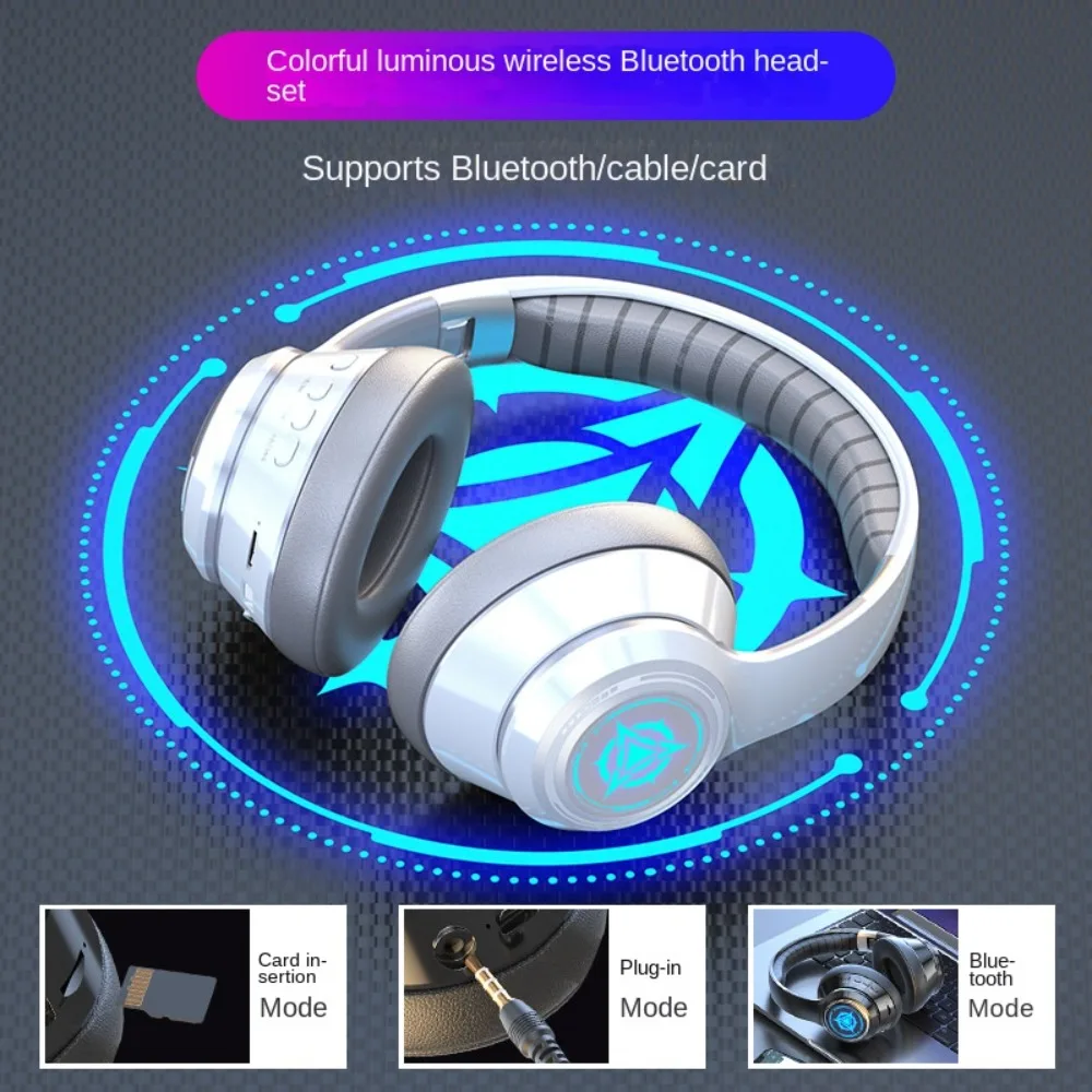 Фото Беспроводные наушники Bluetooth 5.2 с шумоподавлением Mega Bass Накладные компьютерные беспроводные наушники Сменные наушники с картой №2