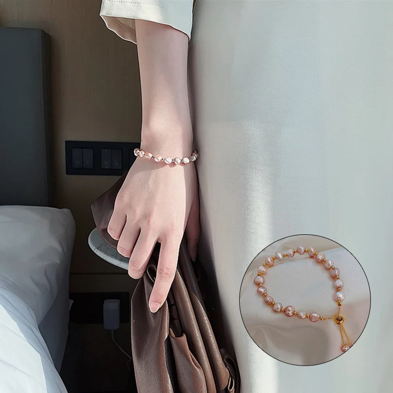 

Elegant New Baroque Woman South Korea Sexy Fashion Lady Natural Pearl Bracelet