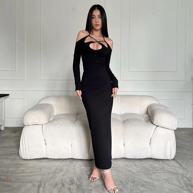 

Женское Новое весенне-летнее платье в европейском и американском стиле на шнуровке с открытой спиной и длинными рукавами