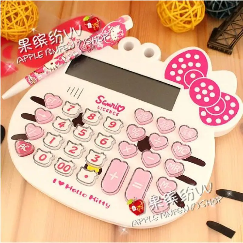 New Kawaii Sanrio Hello Kitty Kuromi Mymelody Anime Cartoon Cute Modeling Voice Computer Multifunction Calculator Toys for Girls