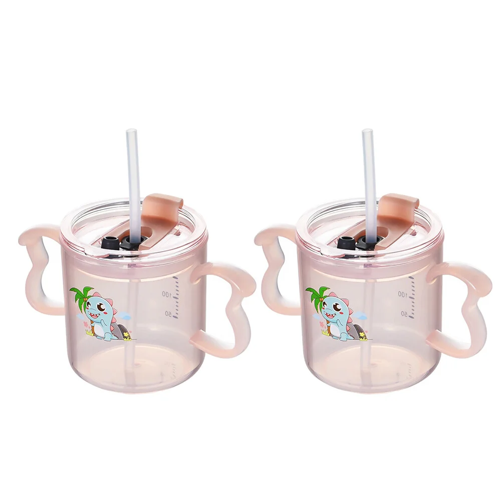 

2 Pcs Milk Cup Kids Water Silicone Drinking Bottle Baby Scale Pp Measuring Straw Training