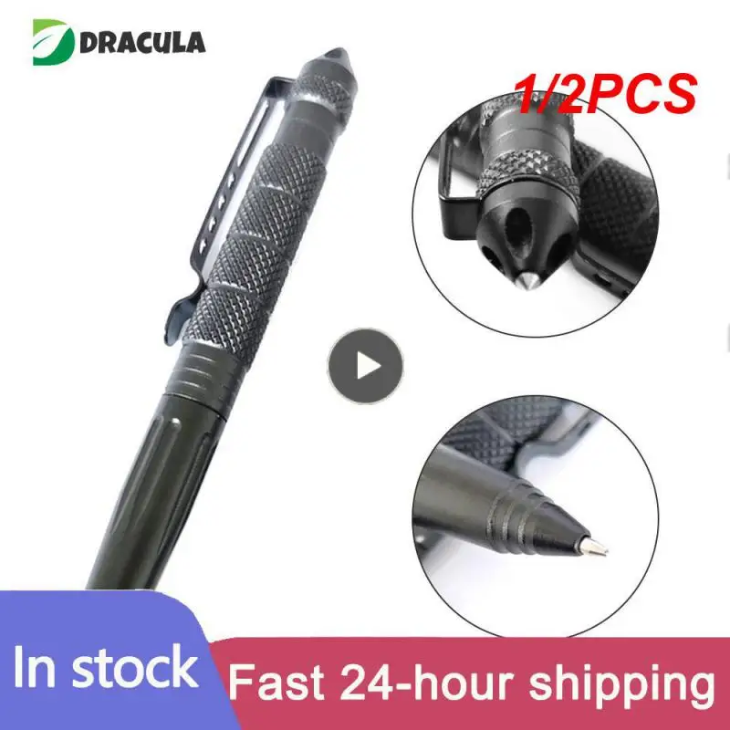 

1/2PCS High Quality Metal Military Tactical Pen School Student Office Ballpoint Pens Emergency Glass Breaker Self Defense EDC