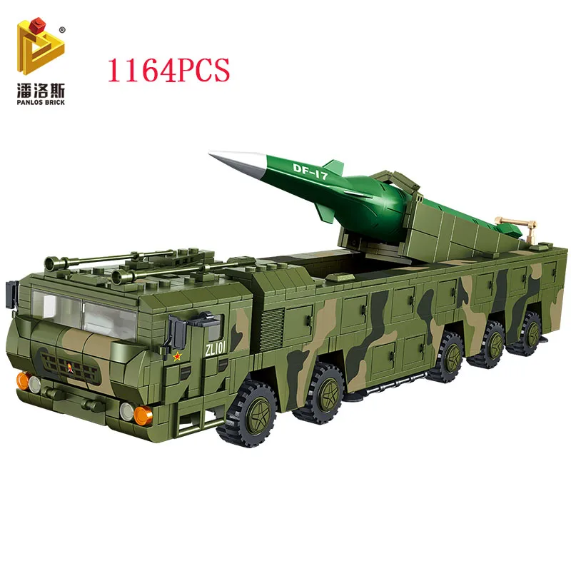 

Building Blocks Military PANLOS 1164 PCS WW2 Dongfeng-17 Medium Range Missile Car Model MOC Soldier Children's Toy Sticker Gift